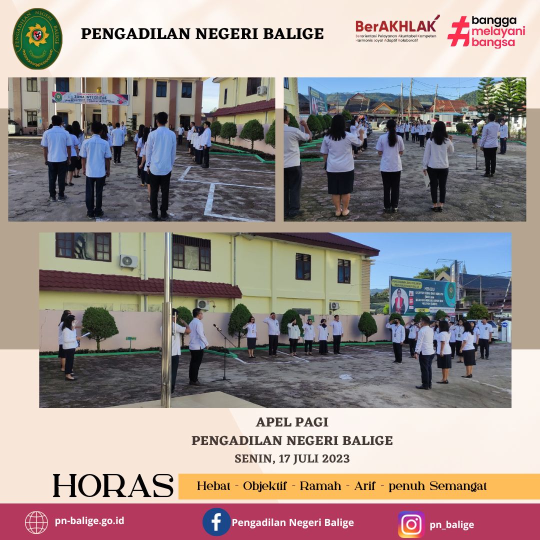 APEL PAGI  PN BALIGE PADA HARI SENIN 17 JULI 2023